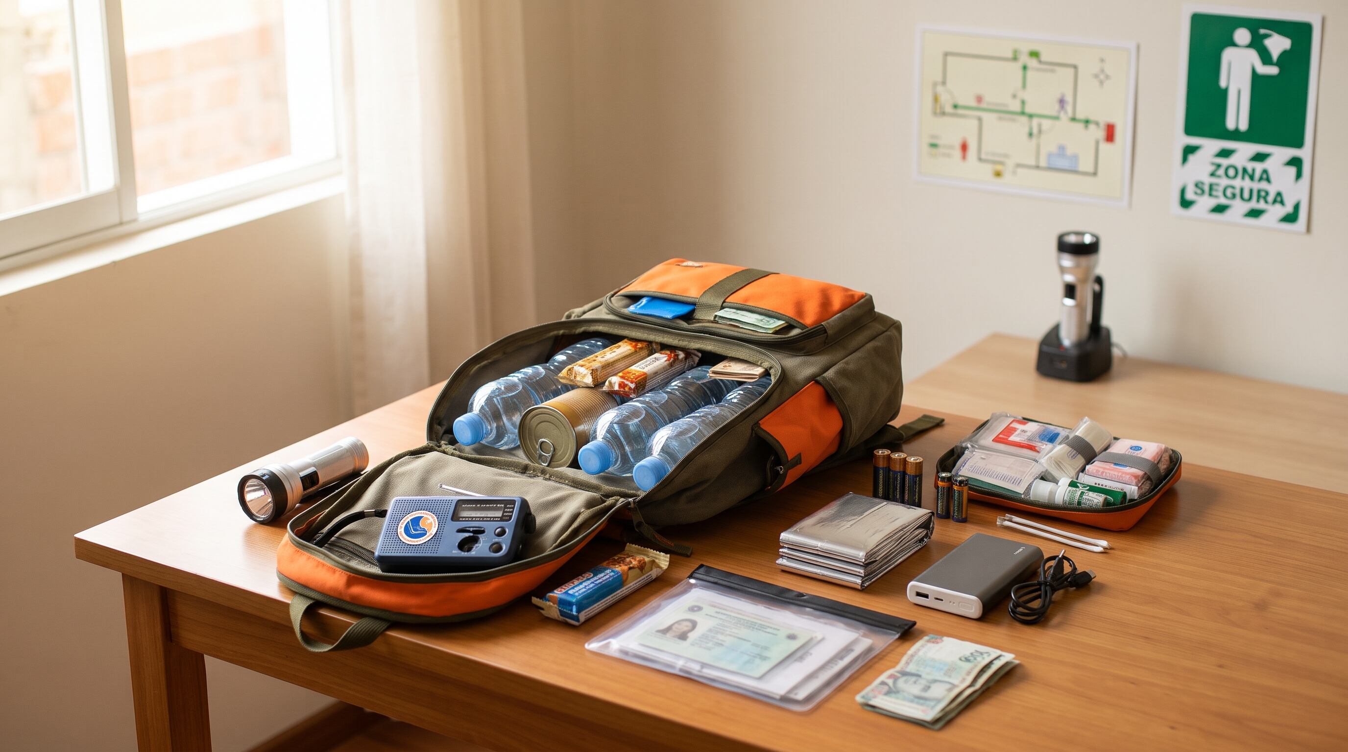Una mochila de emergencia equipada con víveres, botiquín y herramientas reúne los suministros recomendados para la respuesta familiar frente a sismos. (Imagen Ilustrativa Infobae)