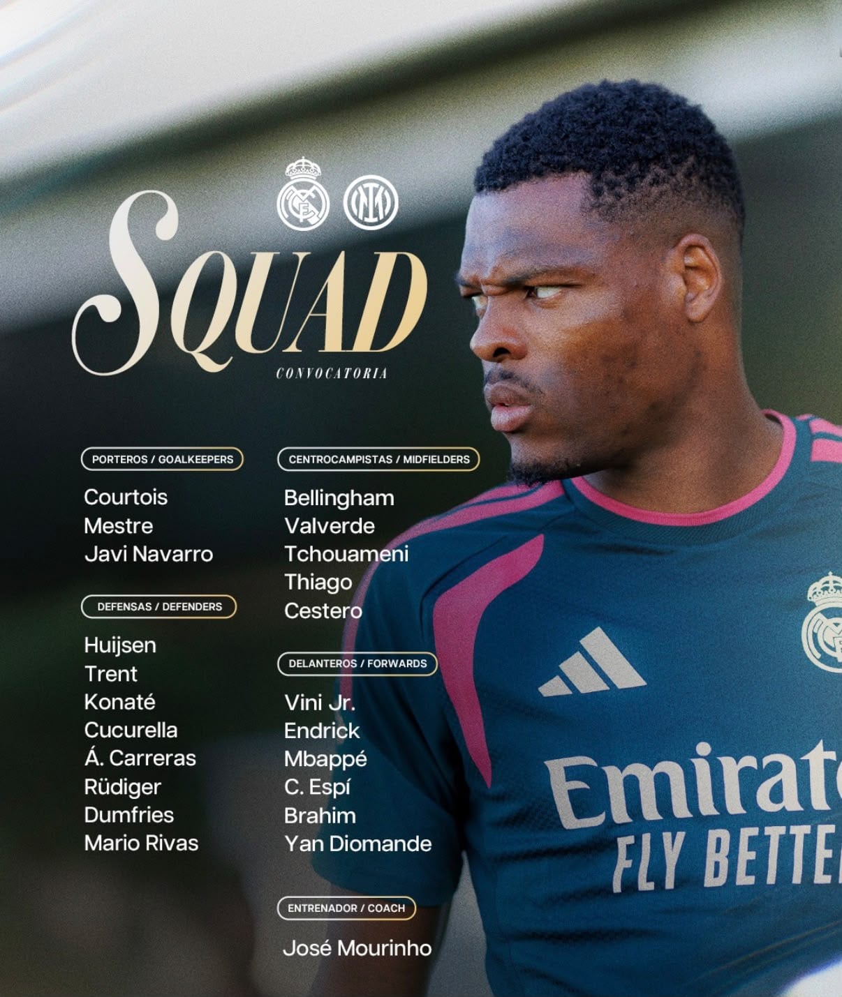 José Mourinho contará con su plantel completo para medirse con Inter de Milán en el Bernabéu.