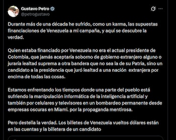 Gustavo Petro - crédito @petrogustavo/X
