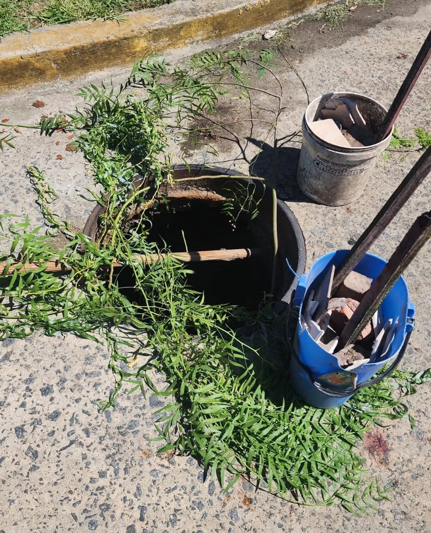 Así señalizaron los vecinos la alcantarilla destapada (Gentileza: 0221)