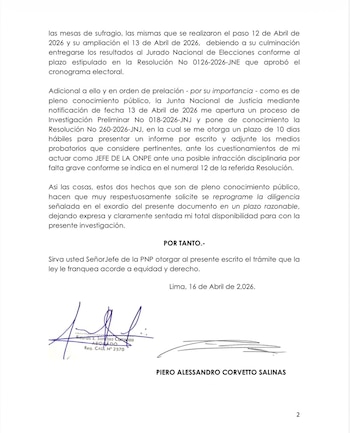 Escrito de Piero Corvetto