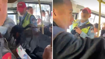 En video quedó la intimidación de un hombre con un cuchillo a pasajeros de Transmilenio: joven enfrentó al presunto agresor