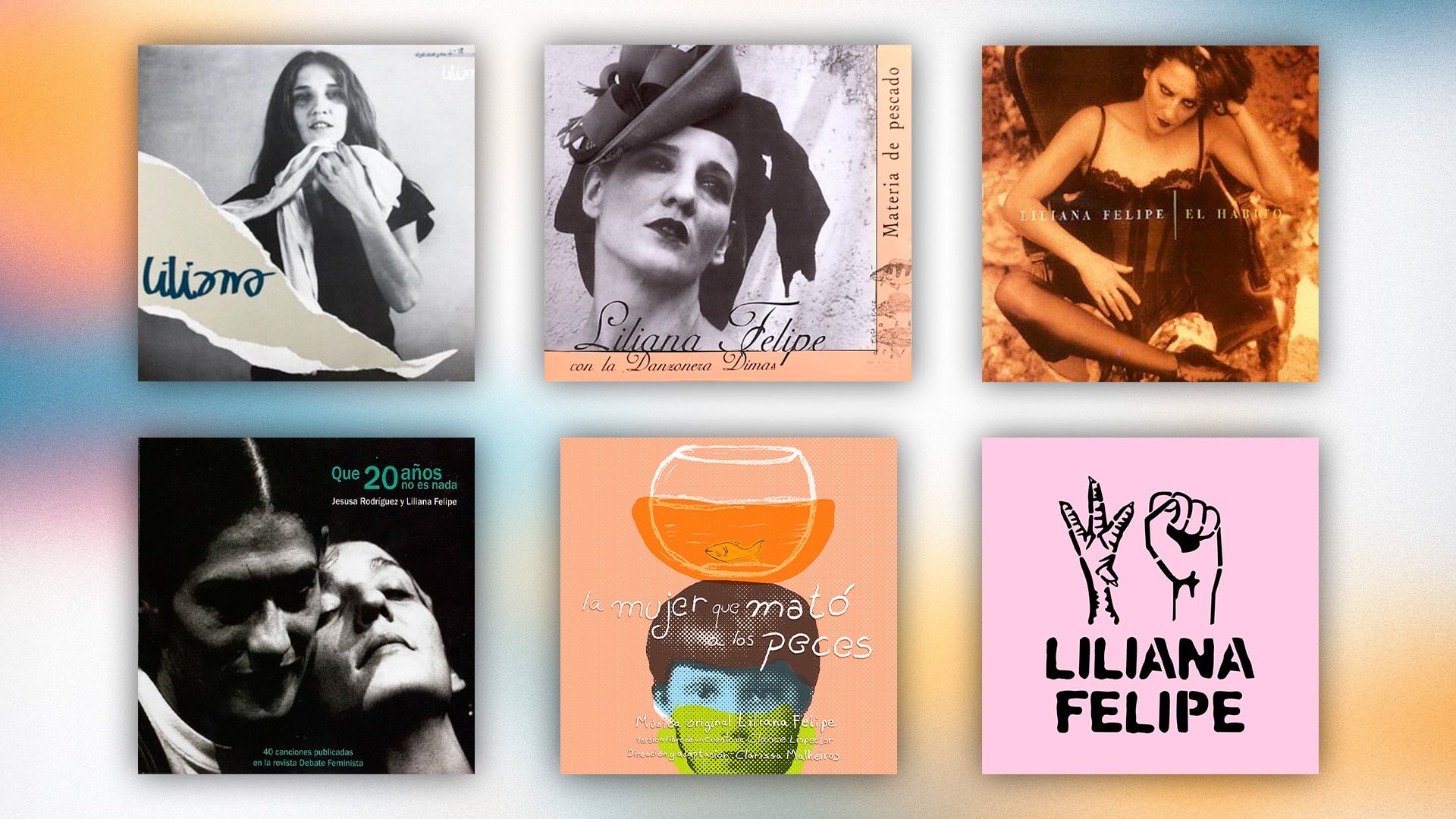Algunos de los discos de Liliana Felipe.