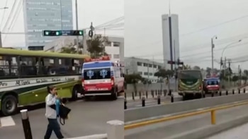 Choque de bus de la Línea 73 contra ambulancia en la avenida Paseo de la República deja 3 heridos.