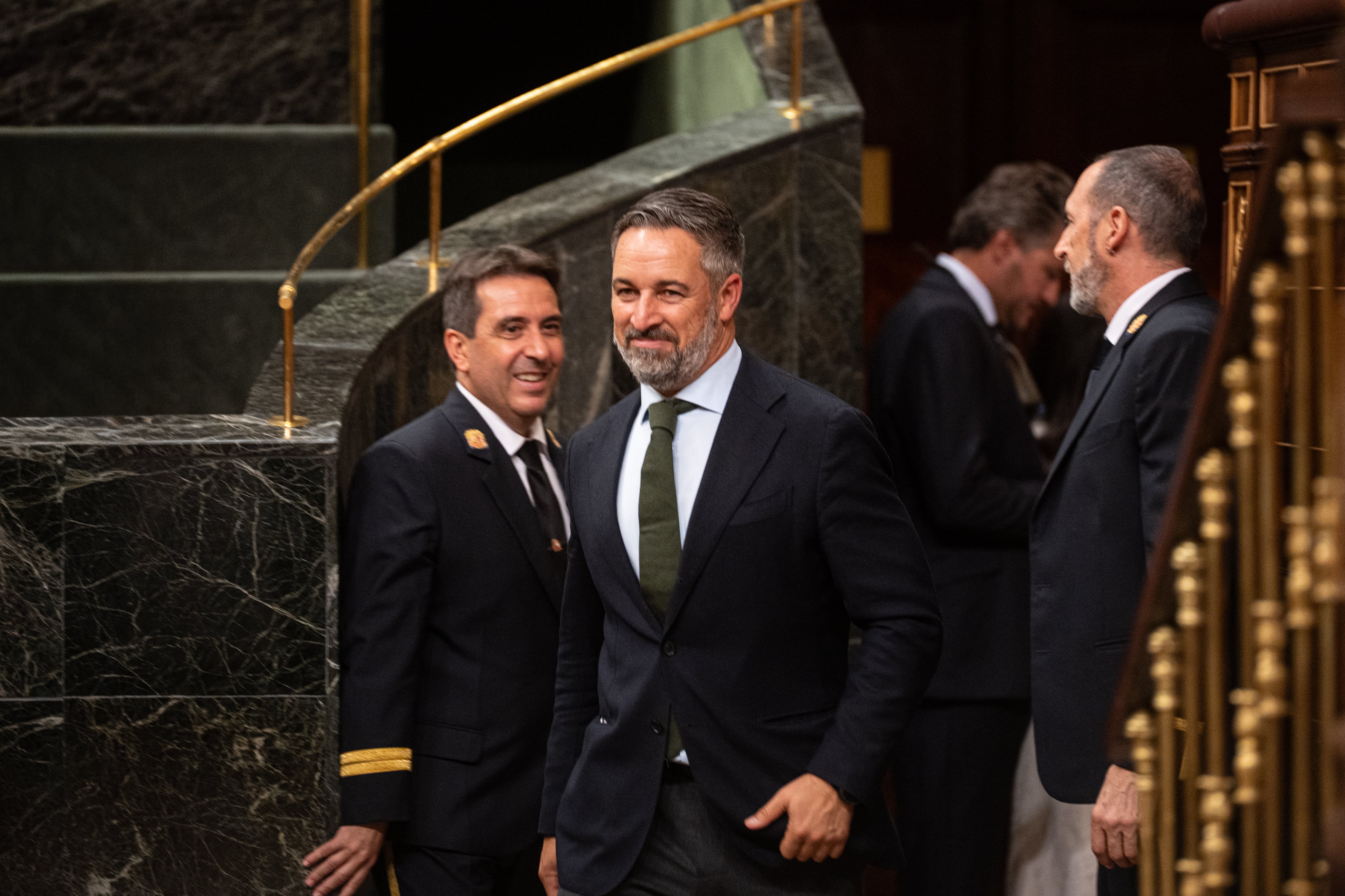 El presidente de Vox, Santiago Abascal, en el Congreso de los Diputados. (Isa Saiz/Europa Press)