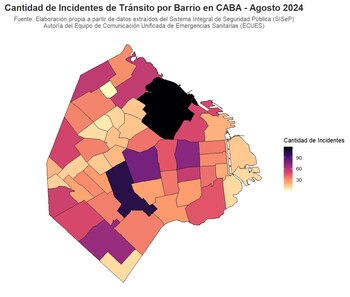 Cantidad de incidentes de tránsito