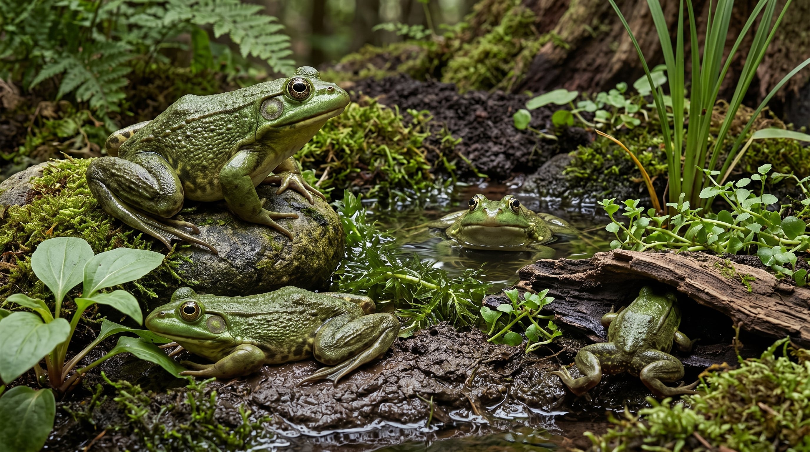 Las ranas toro entran en un estado de hibernación durante el invierno y reducen su actividad metabólica para conservar sus reservas de energía (Imagen Ilustrativa Infobae)