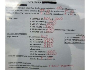 La planilla que estaba pegada