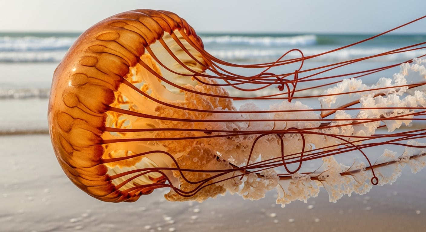 La medusa melena de león, identificada como Cyanea capillata, es una especie de aguas frías del Atlántico Norte y figura como la mayor medusa documentada. (Imagen Ilustrativa Infobae)
