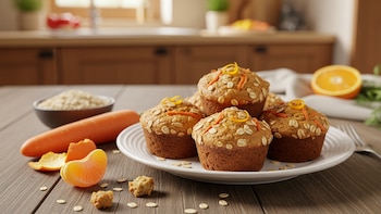 Muffins de avena, zanahoria y naranja: energía, fibra y sin harinas refinadas