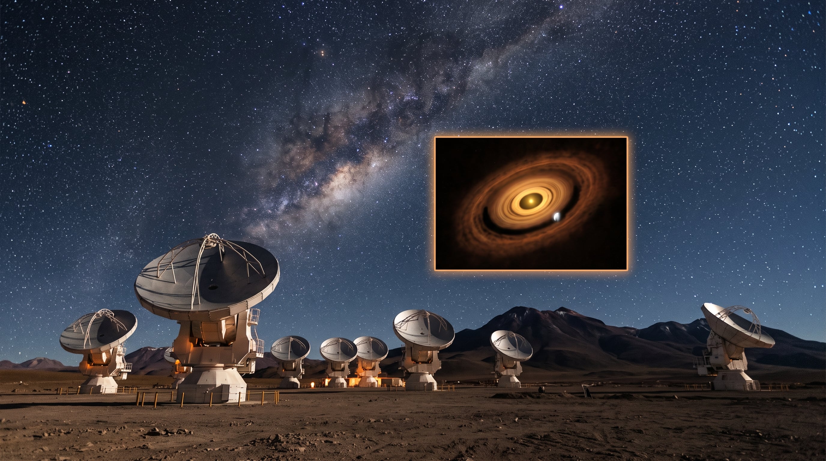 El observatorio ALMA, en el desierto de Atacama, aportó las primeras pistas sobre el surco donde luego se confirmó la presencia del planeta. (Imagen Ilustrativa Infobae)