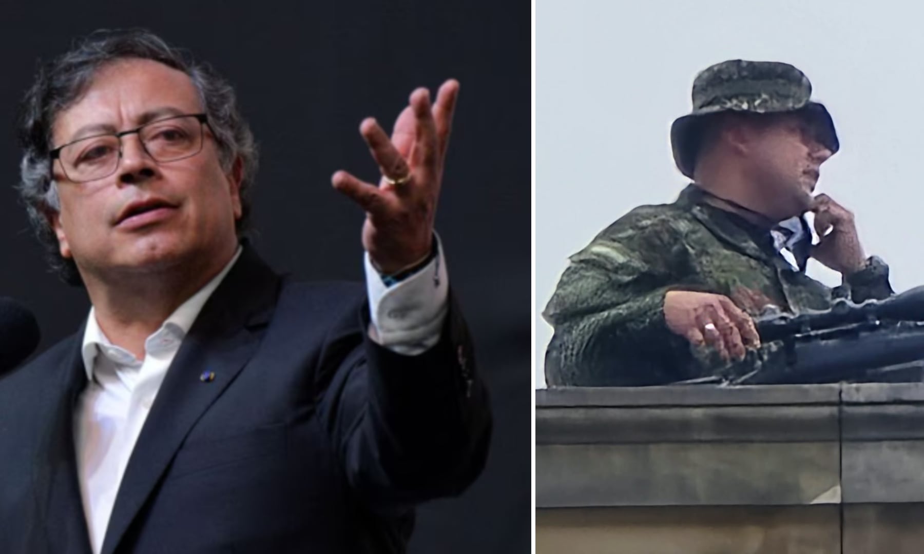 El 14 de octubre de 2026, dos militares se ubicaron en la terraza del Congreso para garantizar la seguridad del expresidente Petro durante un evento que realizaría en las inmediaciones de las instalaciones del Legislativo - crédito Vannessa Jimenez/REUTERS y @JenniferPedraz/X