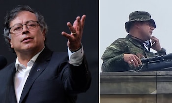 El 14 de octubre de 2026, dos militares se ubicaron en la terraza del Congreso para garantizar la seguridad del expresidente Petro durante un evento que realizaría en las inmediaciones de las instalaciones del Legislativo - crédito Vannessa Jimenez/REUTERS y @JenniferPedraz/X