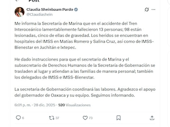 Sheinbaum mandó un mensaje tras