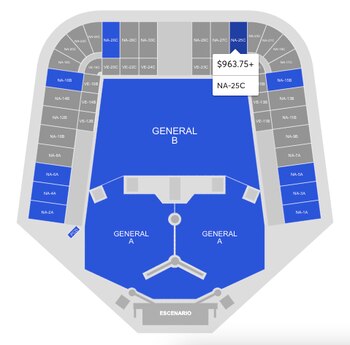 Mapa Estadio GNP Seguros. (Ticketmaster)