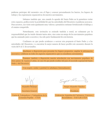 CARTA DE LA UTEP AL VATICANO