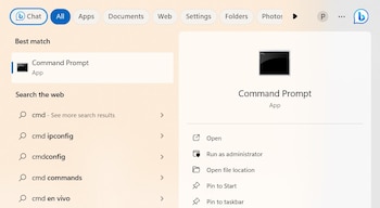 Ventana de comandos de Windows.