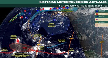 Clima en México para el 07 de julio de 2022. Foto: @conagua_clima