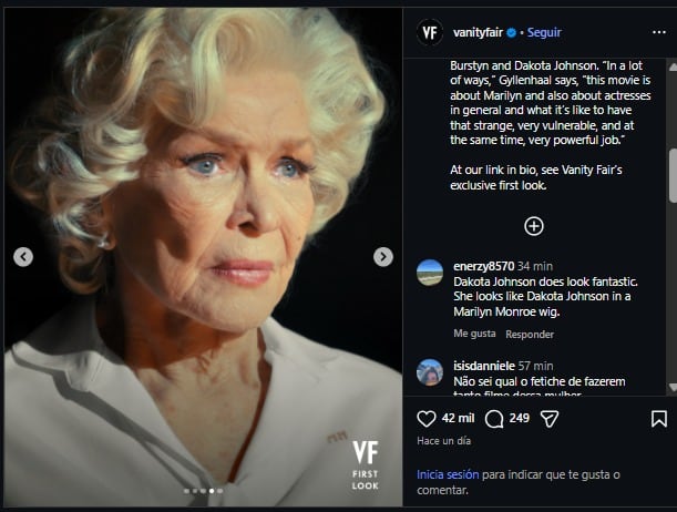 La cineasta intentará plasmar cómo habría sido la vida de Marilyn Monroe si no hubiera fallecido a los 36 años. (Instagram)