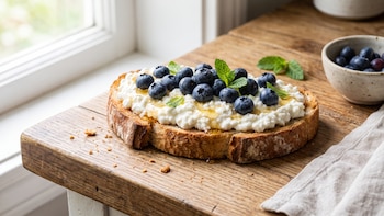 Pan tostado con queso cottage y fruta: desayuno alto en proteína y bajo en calorías para cuidar tu figura