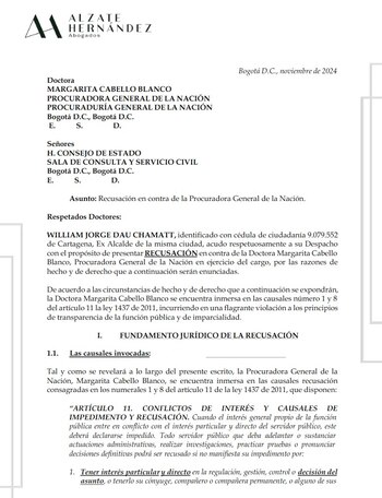 Recusación presentada por el exalcalde