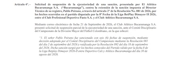 El anuncio de la Dimayor sobre la continuidad de la sanción para Atlético Bucaramanga - crédito Dimayor