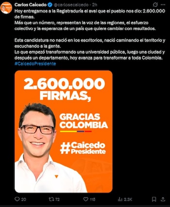 Carlos Caicedo lanza su candidatura