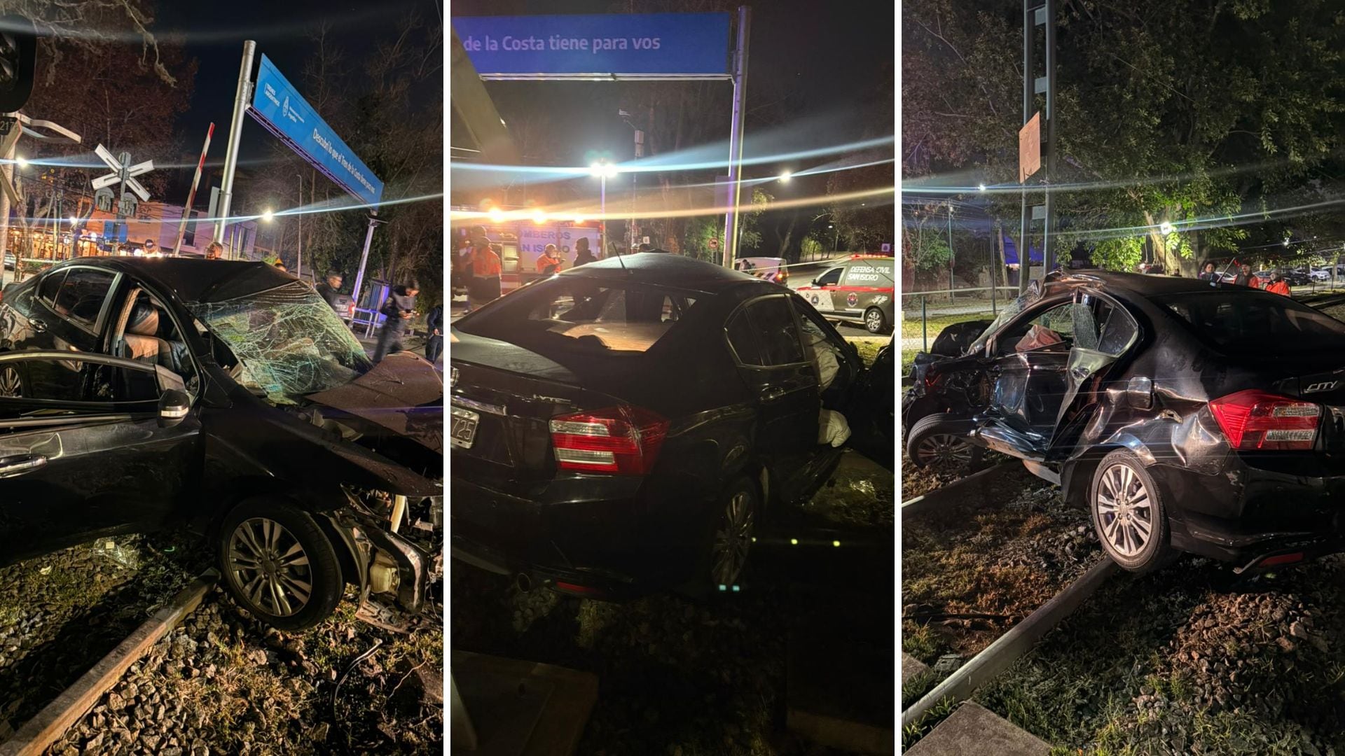 El Honda City de Ernestina Pais tras el accidente