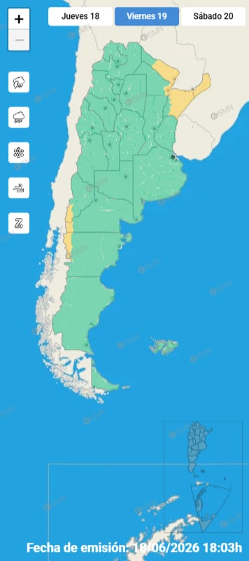 El nordeste del país puede registrar entre 30 y 70 milímetros de lluvia, con granizo y ráfagas de viento en las zonas más activas