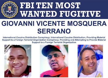 Giovanni Vicente Mosquera Serrano es uno de los tres cabecillas principales del Tren de Aragua - crédito FBI / sitio web