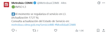 Línea 3 del Metrobús presentó