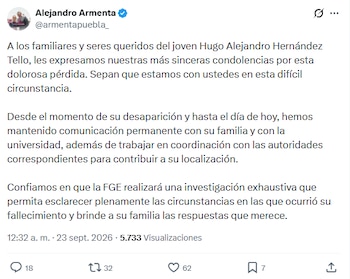 El gobernador de Puebla prometió que la FGE investigará el caso
