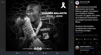 Condolencias para Andrés Balanta tras