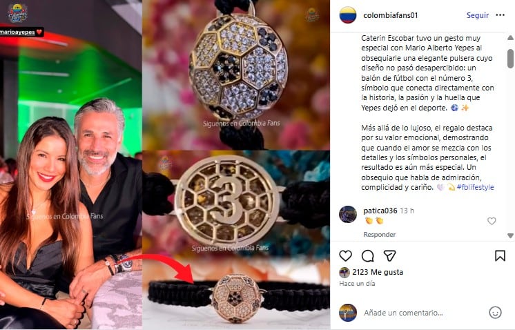 En redes sociales circula el regalo que la actriz le habría dado a Yepes por su despedida: un brazalete de lujo personalizado - crédito @colombiafans01/Instagram
