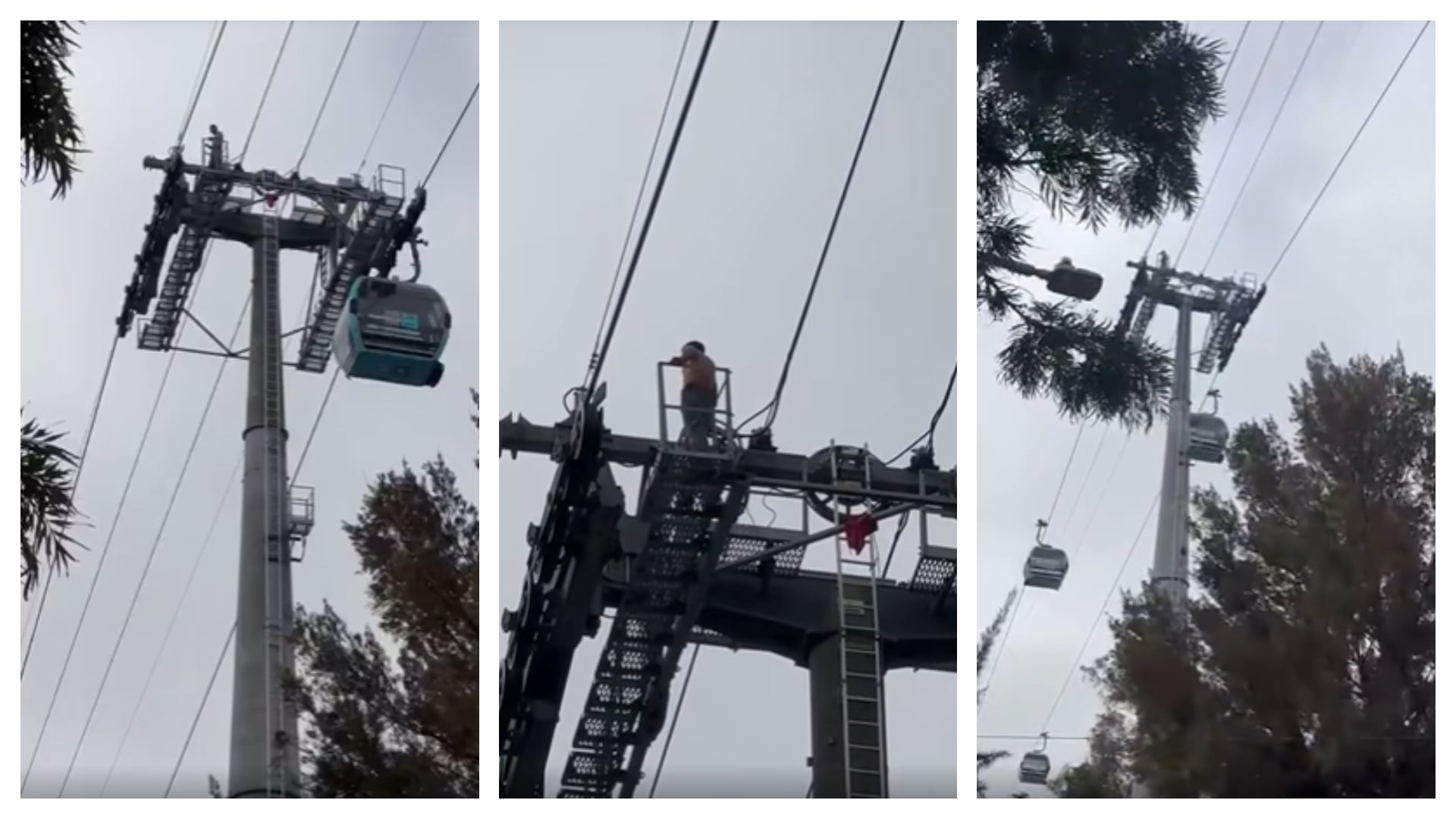 Hombre subió a torre de la L1 del Cablebús y suspenden el servicio para rescatarlo