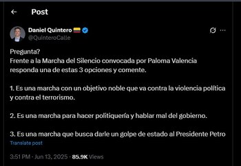 Daniel Quintero hizo varias publicaciones