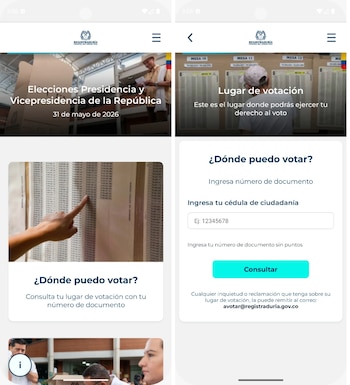 La segunda vuelta presidencial en Bogotá permite consultar en línea el puesto y la mesa de votación antes de la jornada del 21 de junio - crédito Registraduría Nacional del Estado Civil/GooglePlay