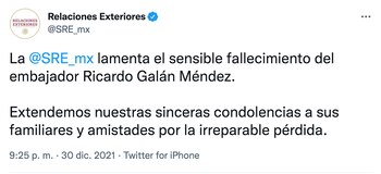 La SRE informó del descenso