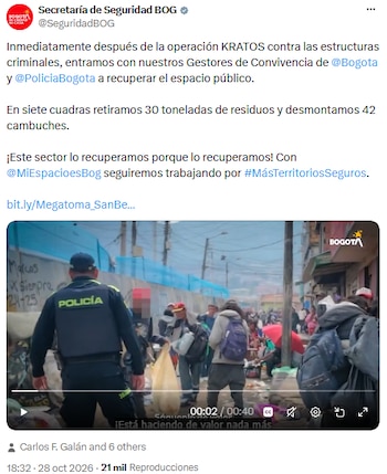 Distrito intervino siete cuadras de San Bernardo tras operativo de seguridad - crédito @SeguridadBOG/X