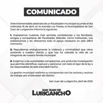 La municipalidad de SJL expresó