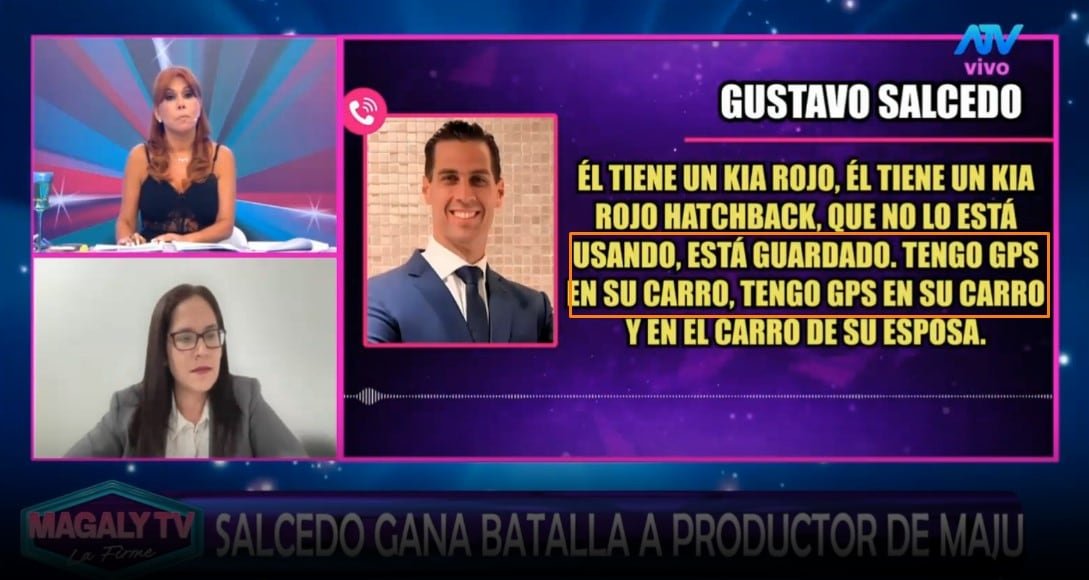 Gustavo Salcedo habría hablado de GPS y seguimiento a Christian Rodríguez en audio difundido por Magaly Medina. Captura: Magaly TV La Firme.