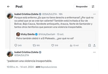 La senadora Isabel Zuleta respondió
