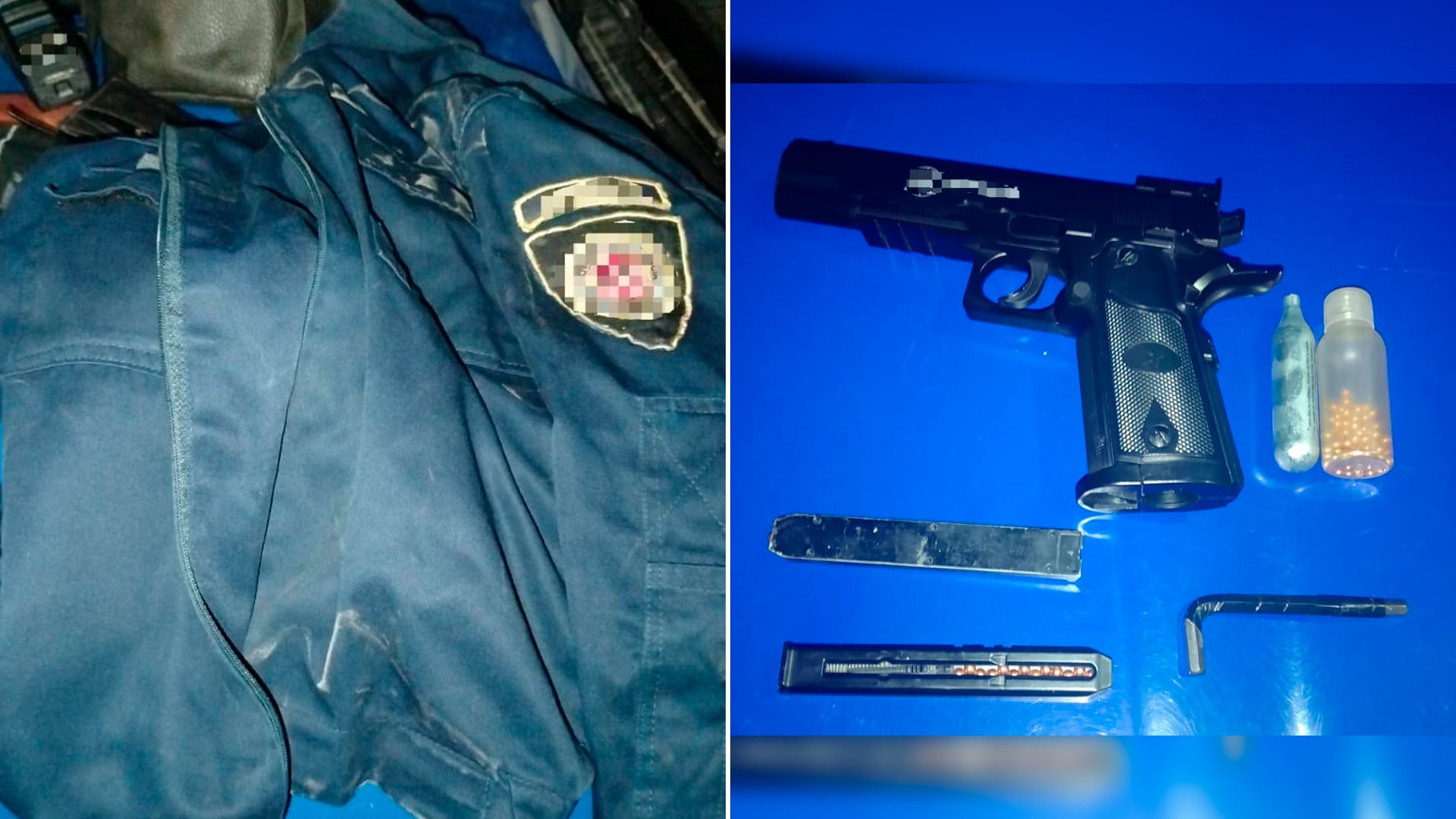 El hombre vestía indumentaria policial y tenía la réplica de una pistola calibre 4,5 milímetros