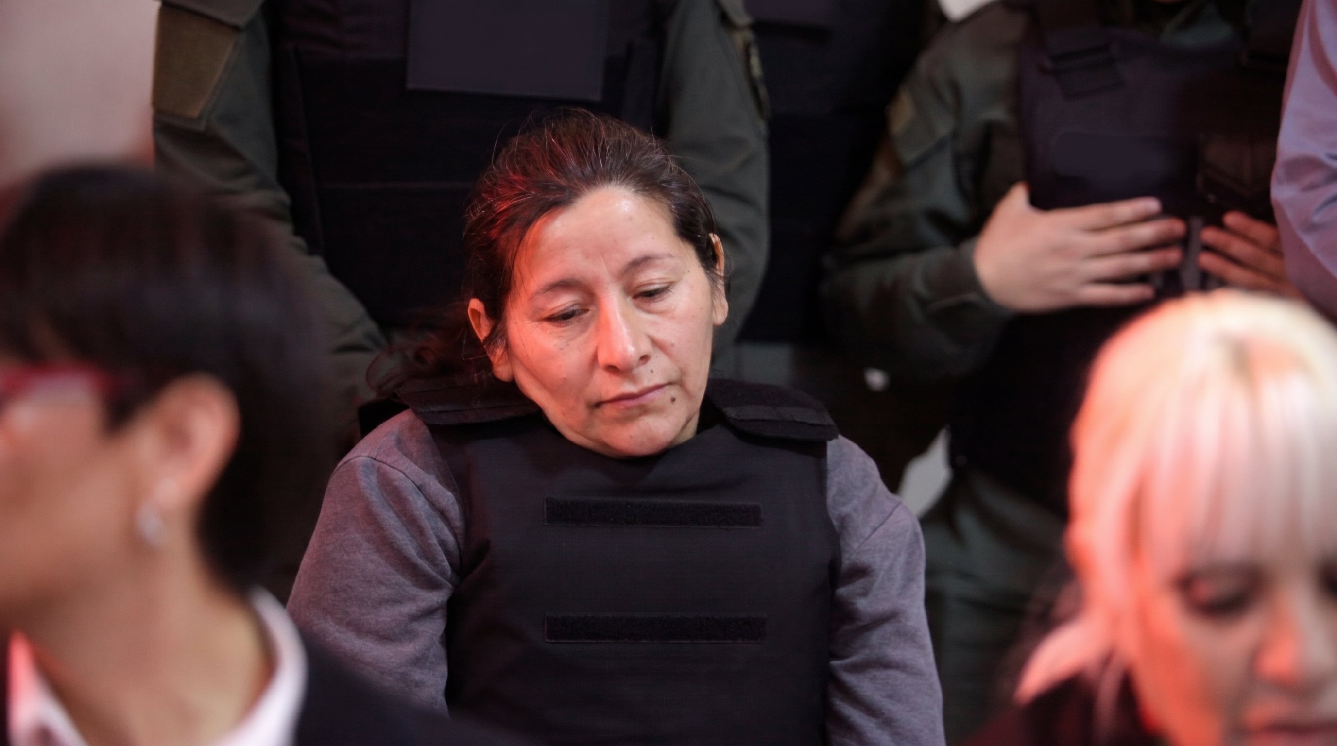 Laudelina Peña, tía de Loan, durante la primera audiencia del juicio