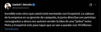 Daniel Briceño calificó como "circo"