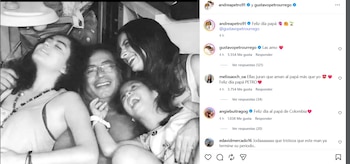 Andrea Petro compartió una fotografía familiar junto a sus hermanas y el presidente por el Día del Padre - crédito @andreapetro91/Instagram