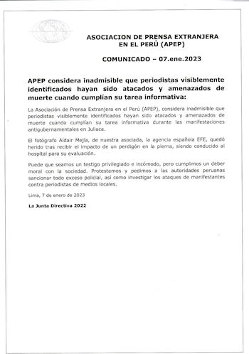 Comunicado de la Asociación de