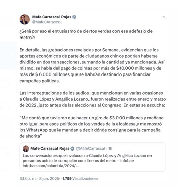 Mafe Carrascal cuestiona la relación