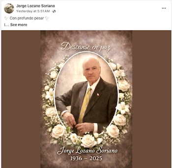 Muere Jorge Lozano Soriano. (Facebook)