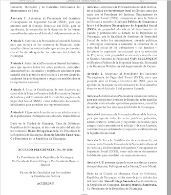 La transferencia de inmuebles al INSS entrará en vigor con su publicación en La Gaceta, Diario Oficial. (Imagen retomada de La Gaceta)